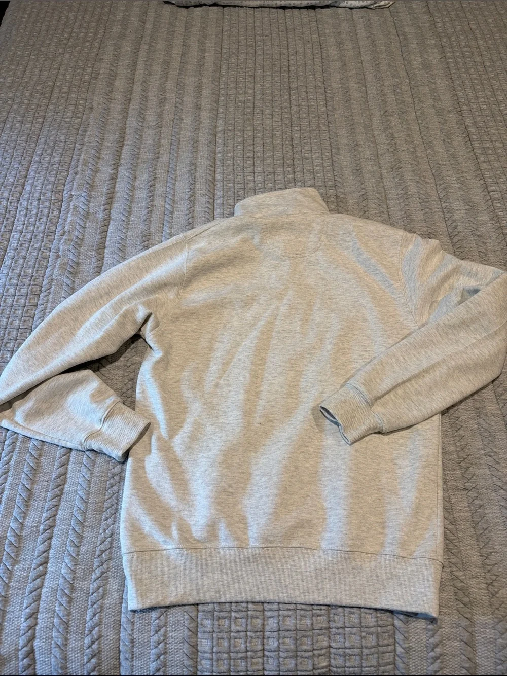Ulu Light Gray Half-Zip Sweater with Navy Chest Logo
